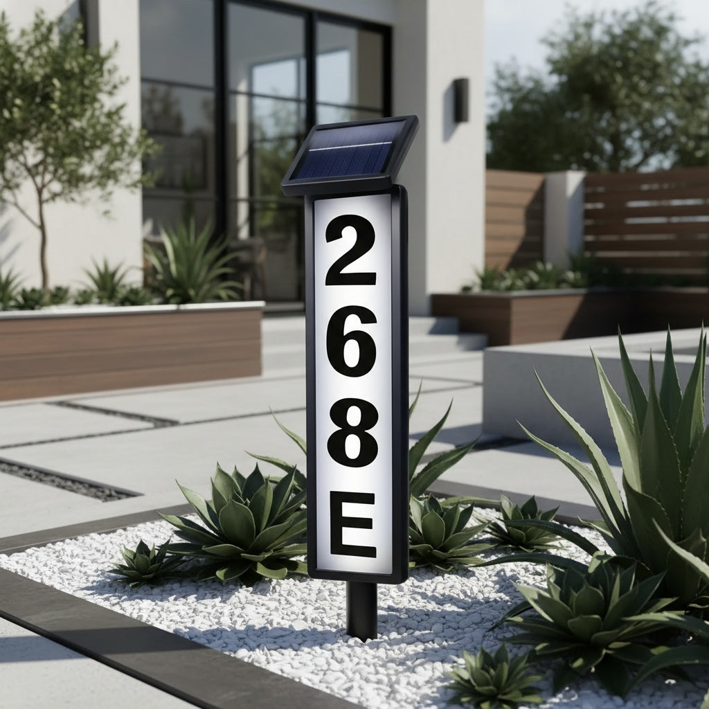 Solar-powered House Number Light, Ground-inserted Lawn Lamp, No Wiring Required, Automatically Lights Up At Night, Prominent Address Plaque, Suitable For Homes, Mailboxes, Factories, And Commercial Areas, Outdoor Christmas Garden-- IP44 Splash-proof
