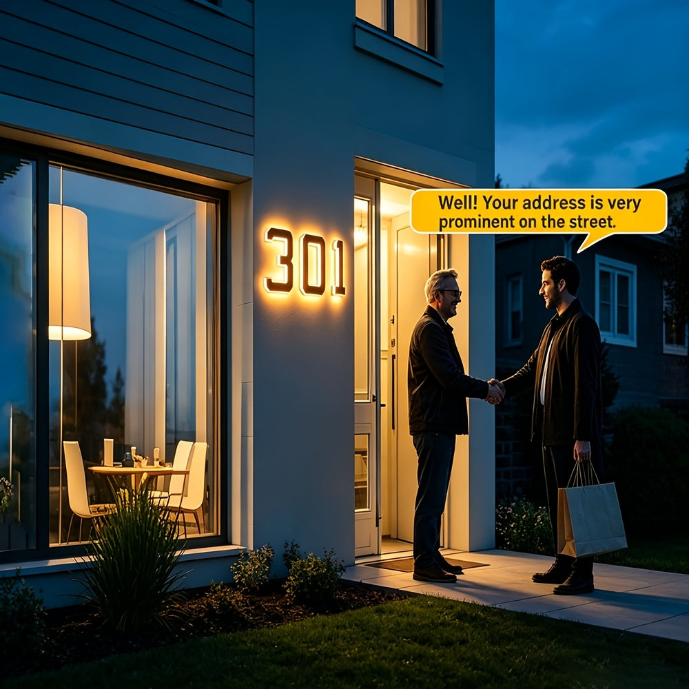 Upgraded 9-Inch Outdoor Solar House Numbering Light, IP44 /Intelligent Light Sensing, Home Address Light Suitable For: Courtyard Wall Exterior Lights/Porches/Residential Luminous Address Signs/Large Modern Style Lighting House Number Lights