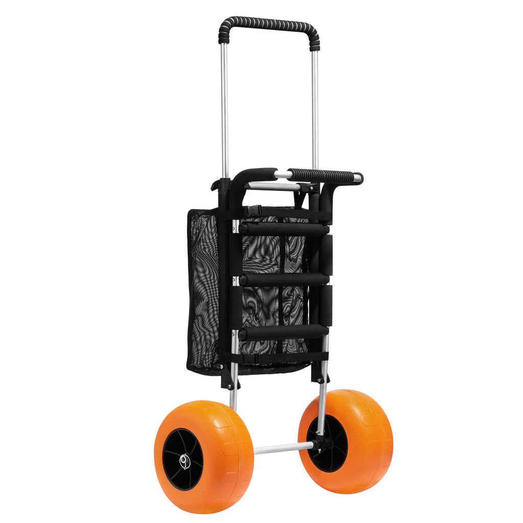 VEVOR Beach Dolly with Big Wheels for Sand, 29.9" x 15.4" Cargo Deck, w/ 12" Foam Wheels, 165LBS Loading Capacity Folding Sand Cart & 27" to 44.7" Adjustable Height, Heavy Duty Cart for Beach