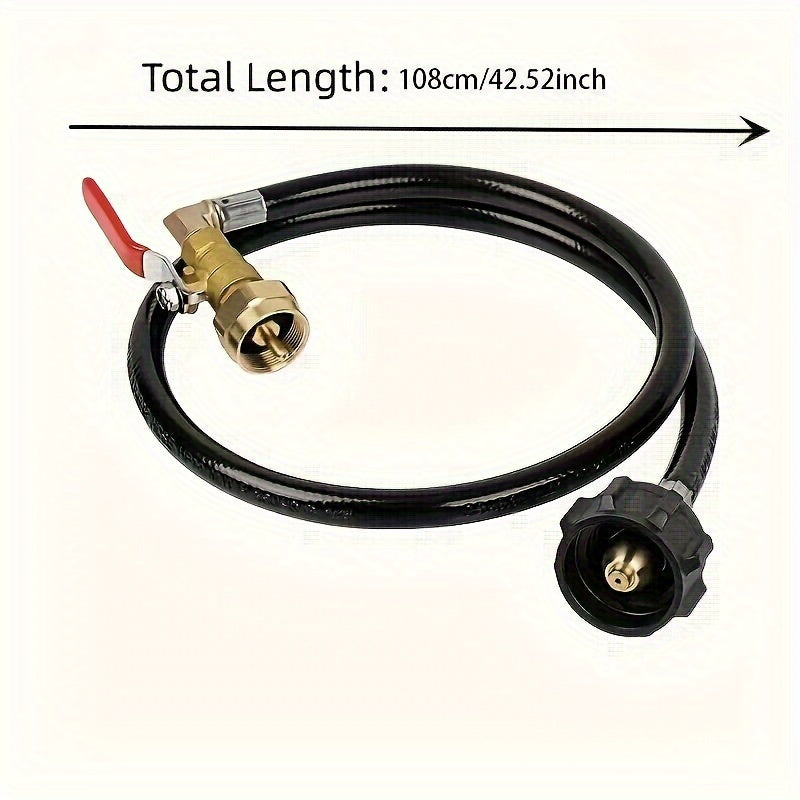 Propane Refill Adapter Hose For 1 Lb Tanks, Propane Tank Refill Adapter Rubber Hose With Pressure Gauge Propane Tank Filler 350 PSI High Pressure Camping Grill (QCC/Type1 Inlet) 1LB Propane Tank Adapter Connector With On/Off Control Valve