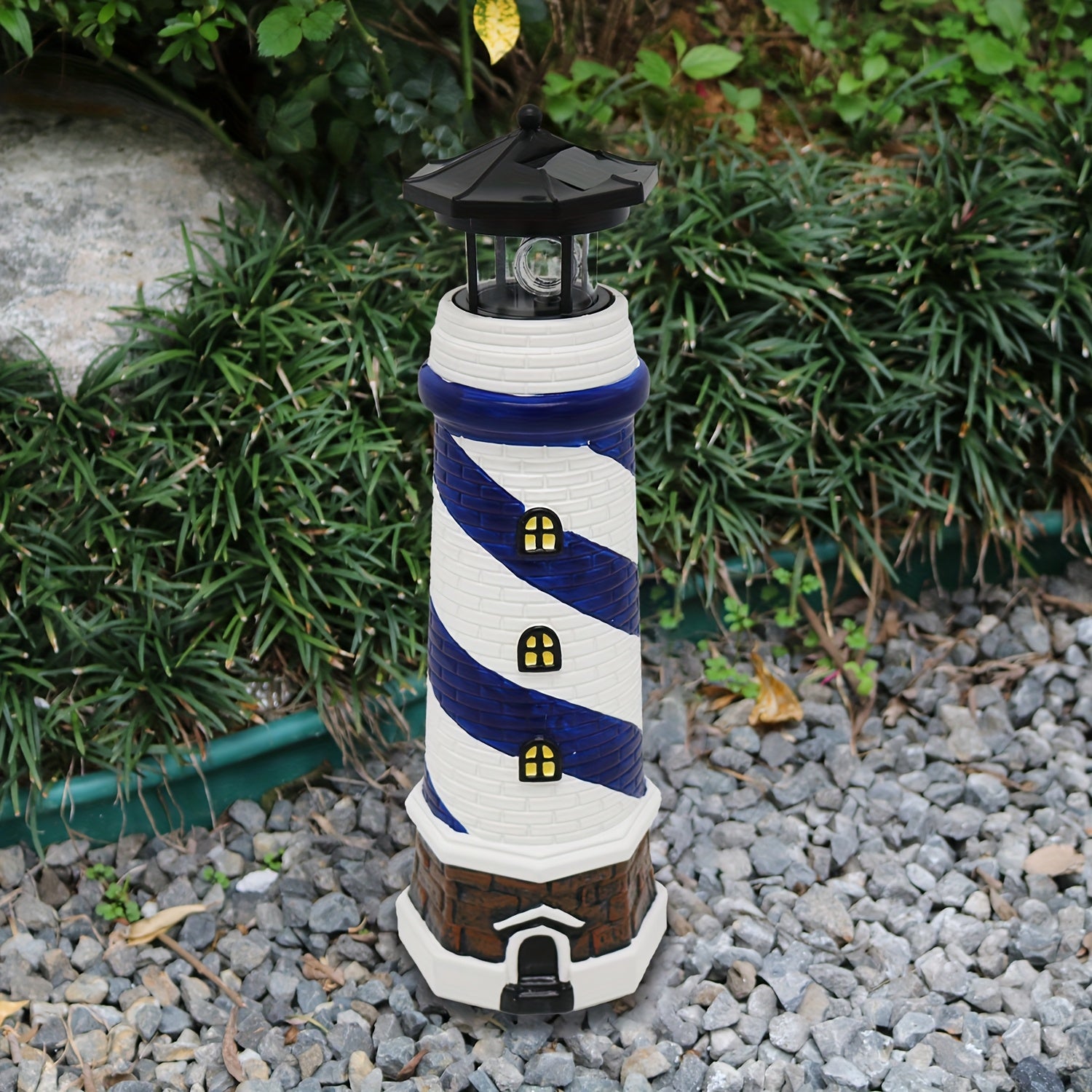 Outdoor Solar Lighthouse, 360 ° Rotating LED Solar Statue Light Step Light, Suitable for Garden, Yard, Lawn, Terrace Landscape Decoration Lighting