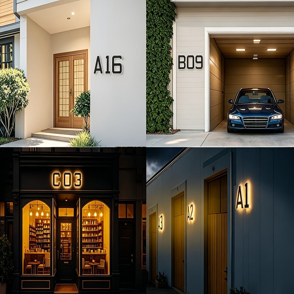 Upgraded 9-Inch Outdoor Solar House Numbering Light, IP44 /Intelligent Light Sensing, Home Address Light Suitable For: Courtyard Wall Exterior Lights/Porches/Residential Luminous Address Signs/Large Modern Style Lighting House Number Lights