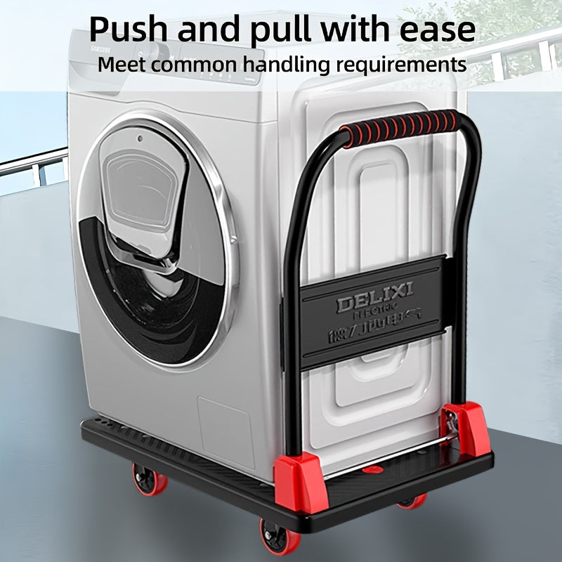 Heavy-Duty Folding Flatbed Cart, 450 Lbs/ 700 Lbs Load Capacity, Steel Frame Construction, Lightweight And Portable, Quiet Swivel Casters, Suitable for Outdoor, Home, Warehouse, And Multi-Purpose Transport
