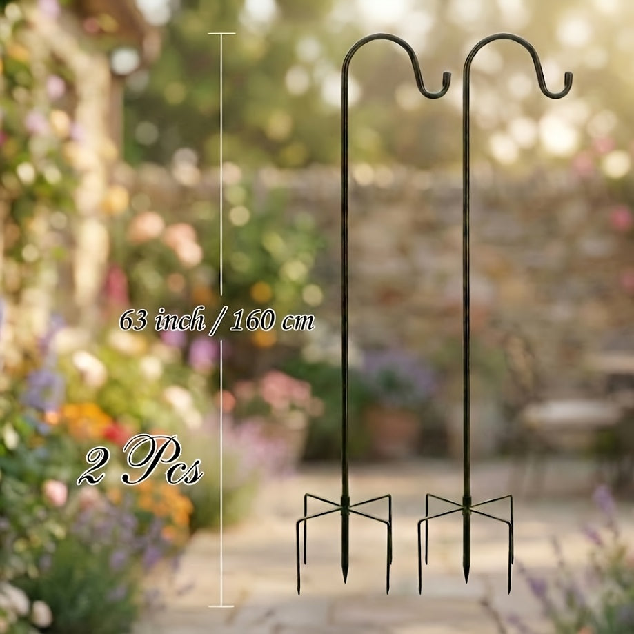 Shepherd Hooks for Outdoor, 2/4 Pack 63 Inch Bird Feeder Pole with 5 Prongs Base for Hanging Lantern, Hummingbird Feeder, Lightweight Plant, Shepherds Hook for Bird Feeders for Outside
