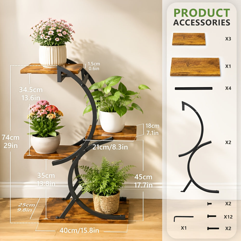 1pc/2pcs Indoor Plant Stand Flower Rack with Grow Lights, 7 Tier 63'' Multi-Functional Display Stand for Multiple Indoor Plants with 2-Tier Metal Plant Stand, Irregular Plant Stand for Patio, Living Room, Study, Bedroom, Good Gift for Plant Lovers