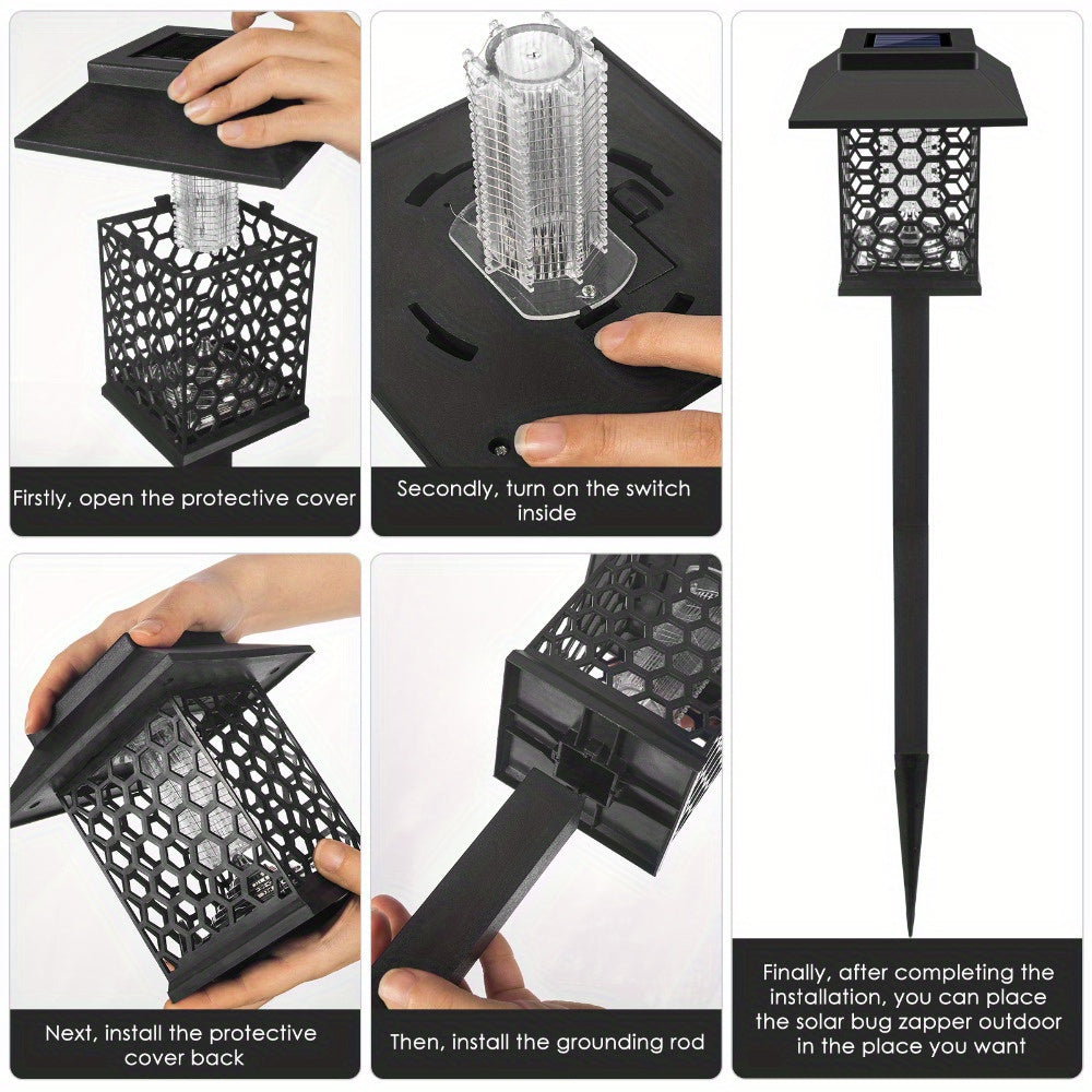 Solar Bug Zapper Outdoor 2/4 Pack Garden Mosquito Zapper IP44 Cordless Rechargeable Auto On/Off Flying Insect Zapper Mosquito Lamp Catcher Decorative Light for Patio