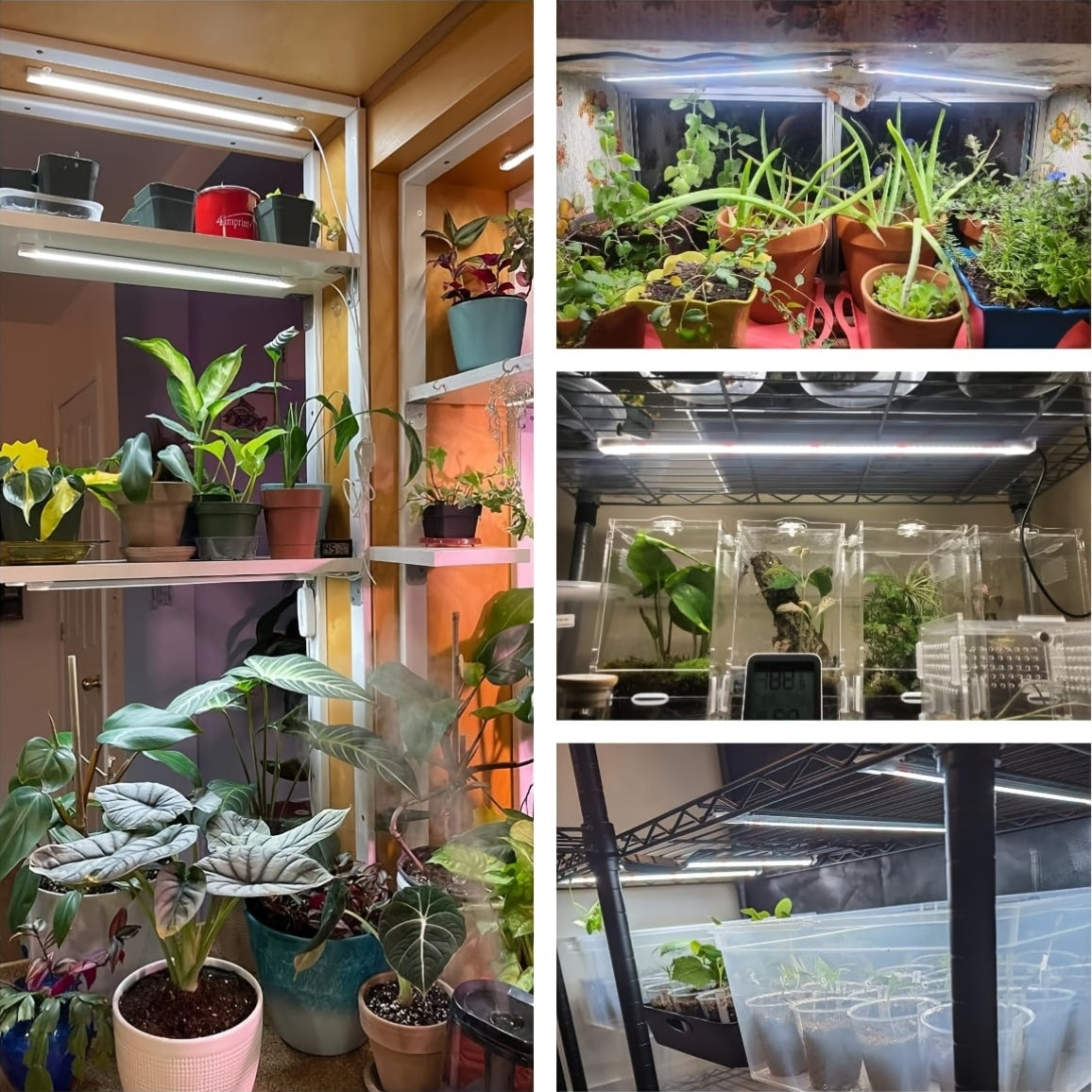 4 Bars 13" Grow Lights for Indoor Plants, 192 Leds Full Spectrum Plant Grow Light Strips with Auto On/Off Timer 3/9/12H, 10 Brightness, 3 Switch Modes Sunlike Growing Lamps for Hydroponics Succulent