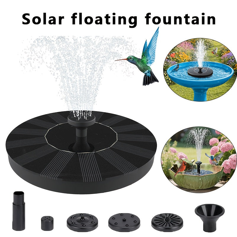 1W/1.5WSolar Polysilicon Panel Fountain Pump, Diameter 13cm, IPX8 Free Standing Floating Solar Powered Water Fountain Pump, 8 to 20 Inches Water Spray, Outdoor Watering Submersible Pump for Pond, Pool, Garden, Fish Tank, Yard, Birdbath