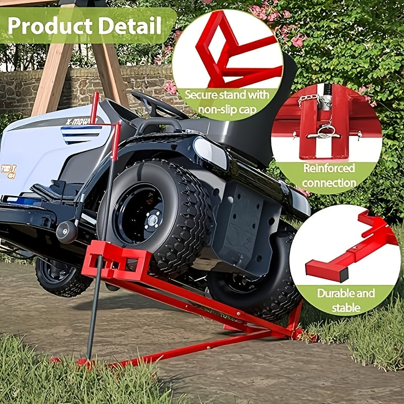Lawn Mower Lift Jack, 880 Lbs Capacity Telescopic Maintenance Jack with Manual Handle And Power Tool Extension Handle, Adjustable Height - Lawn Mower Lift Table for Garden Tractors/Riding Lawn Mower