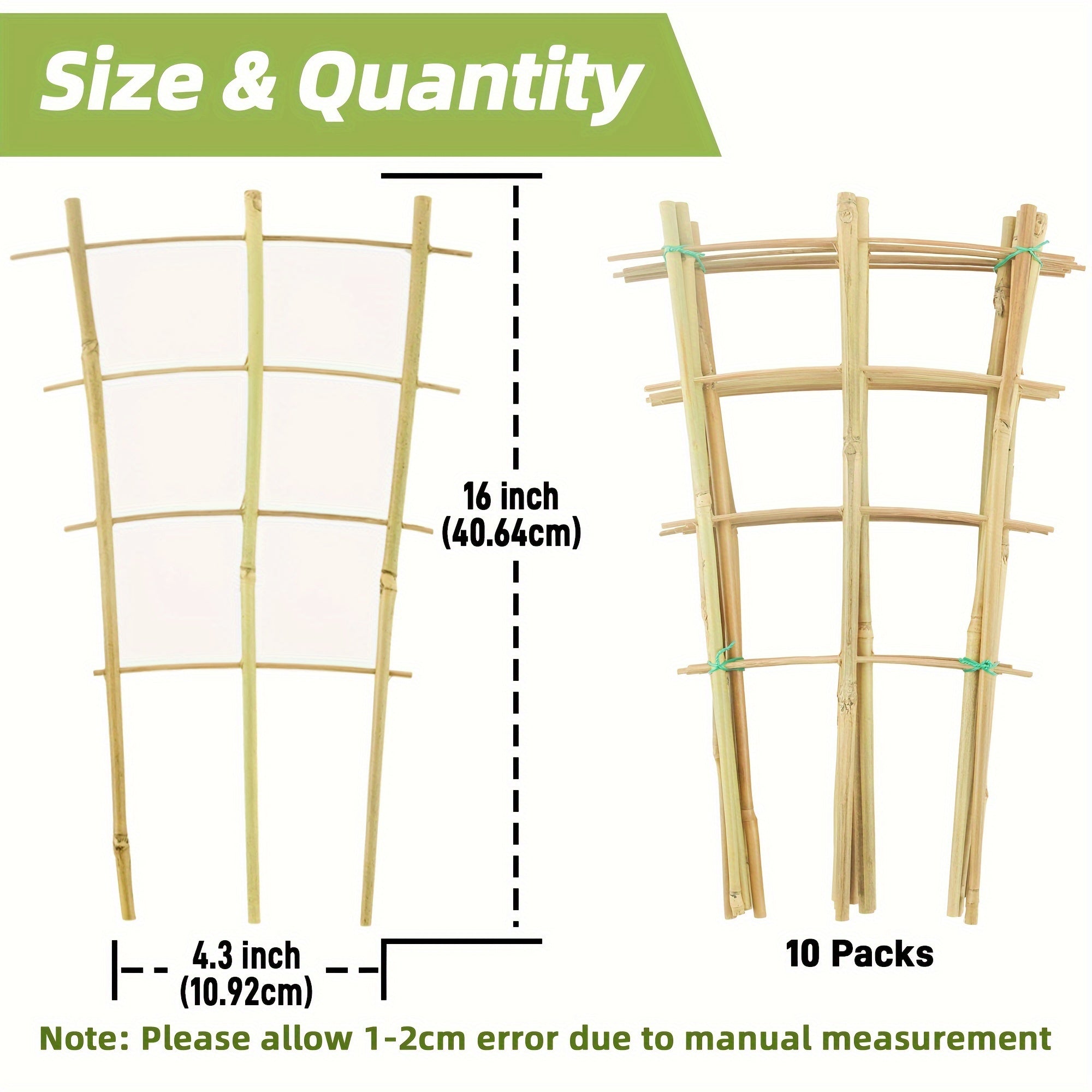 5pcs/ 10pcs Bamboo Trellis for Climbing Plants, 16 Inch Natural Garden Fan-Shaped Plant Support Bracket, Suitable for Potted Plant Decoration
