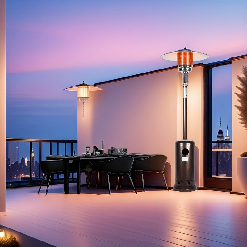 48, 000 BTU Bronze Outdoor Propane Patio Heater with Wheels | Commercial & Residential Use, Metal Tower, Radiant Heating, Freestanding, Includes Lighter Device
