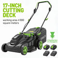 Deli Steelite 17"/13" Cordless Lawn Mower, 21V Battery Powered Walk-Behind Push Mowers, Electric Lawn Mowers With Brushless Motor, 2-in-1 Mulching & Bagging, 6/5 Heights Adjustment, 1*4.0 Battery Or 2*4.0 Batteries