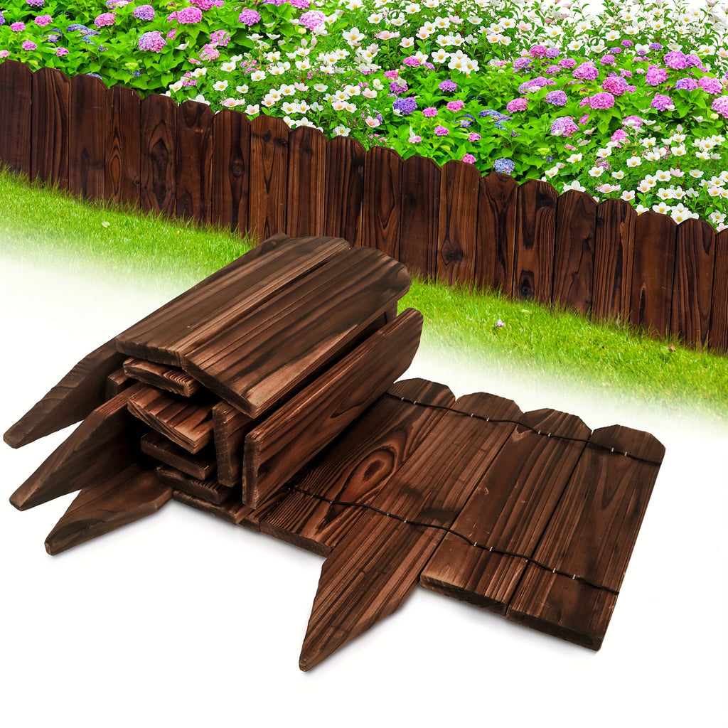 1pc 47.2-Inch Wooden Garden Edging, Decorative Small Picket Panels for Flower Bed Barriers And Landscape Fencing