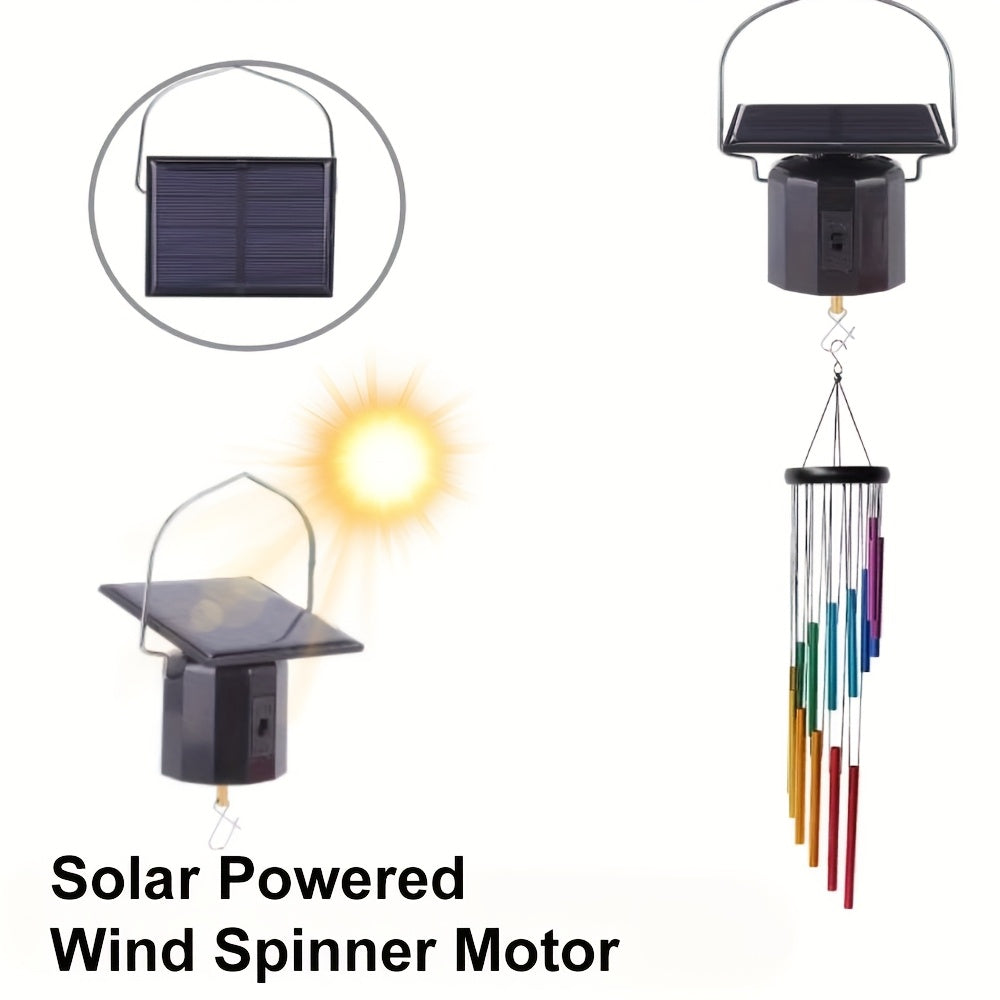 Wind Spinner Solar Motor with Hook Solar Powered Wind Chime Ornament Rotating Outdoor Decor Wind Spinner Solar Motor