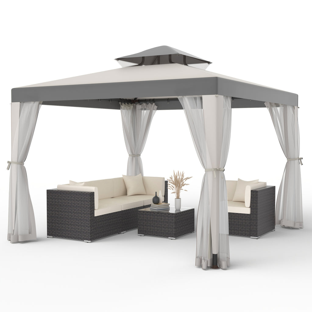 10'x10' Patio Gazebo Tent Mosquito Netting Outdoor Canopy Shelter for Garden