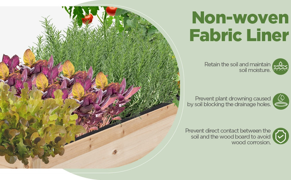 Costoffs Fir Wood Garden Bed Planter Box Raised Vegetables Flowers Bed Elevated Planter for Garden and Yard