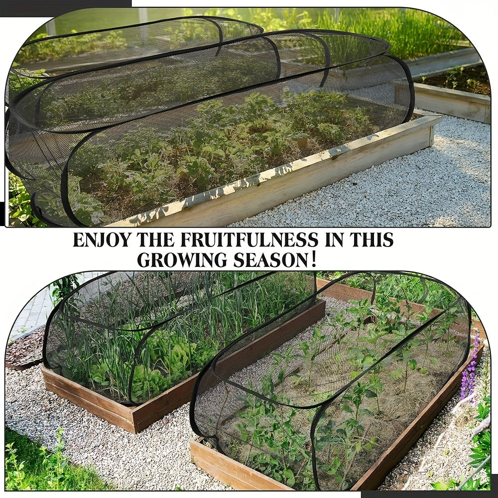 Foldable Pop-Up Mesh Plant Greenhouse Cover | Protective Cage with 4 Ground Stakes, Material, Strong And Durable Raised Bed Netting for Animal And Insect Barrier, Ideal for Fruits, Vegetables, And Seedlings, Reusable