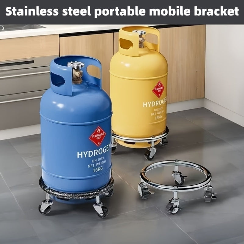 Multifunctional Movable Propane Cylinder Base, Propane Cylinder Frame Trolley Frame, Four-wheeled Bucket Trolley With Brake Universal Wheel, Movable Bracket For Potted Plants, Storage Frame, Suitable For Placing Heavy Objects In Home Kitchens.