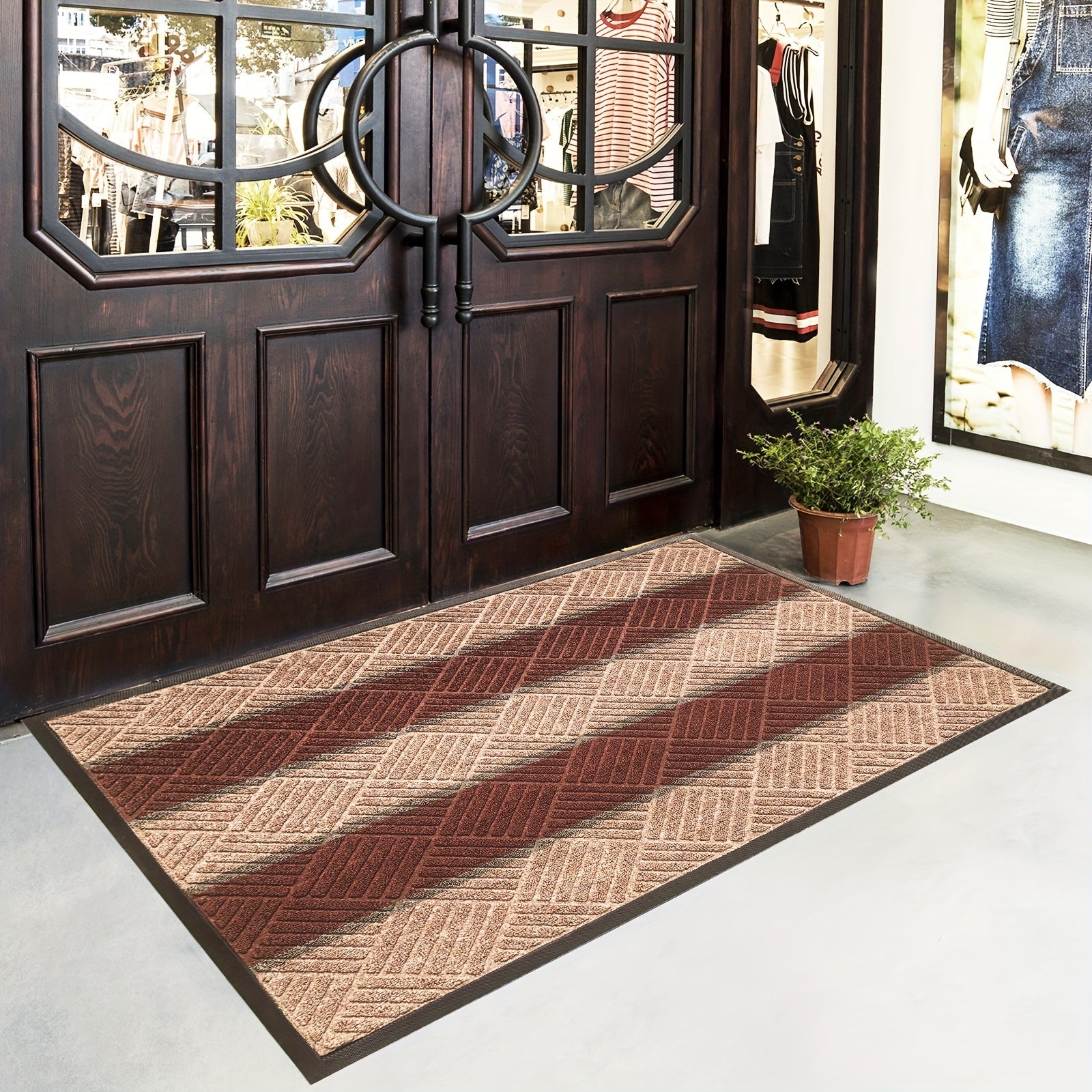 1pc Vennocci Sturdy Outdoor Door Mats with Non-Slip Rubber Backing, Ideal for Scraping Shoes, Welcome Mat for Entryway
