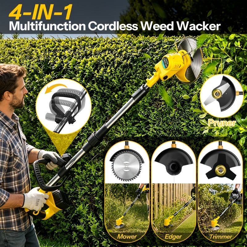 5200mAh Cordless Weed Wacker, 4-in-1 Electric Grass Trimmer, High-Capacity Batteries & Fast Charger, Electric Brush Cutter Kit with 30+ Blades (Metal/Plastic/Saw), Heavy Duty Yard Tool for Garden Patio, for Lawns, Gardens, And Yards Tool Discount,Men