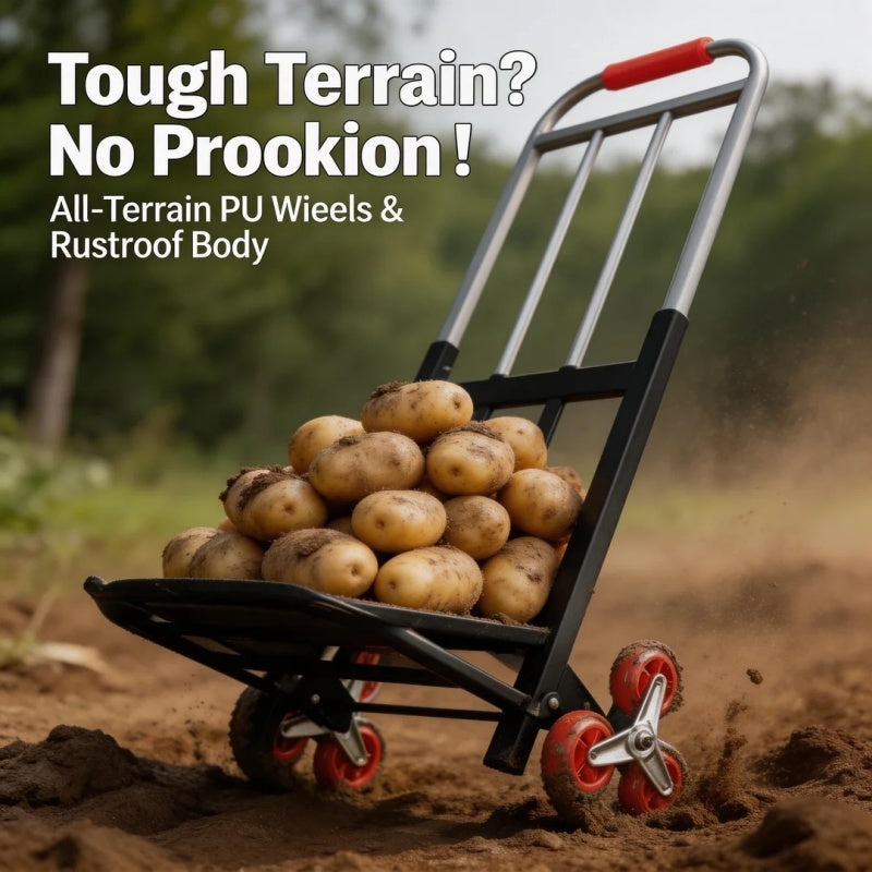Portable Heavy-Duty Gardening Folding Cart | Equipped with Adjustable Buckles, Climbing Wheels, and Portable Lifting Function, Triangular Wheel Design, Easy to Store and Fold, High Load Capacity, Very Suitable for Transporting Heavy Items up and Down