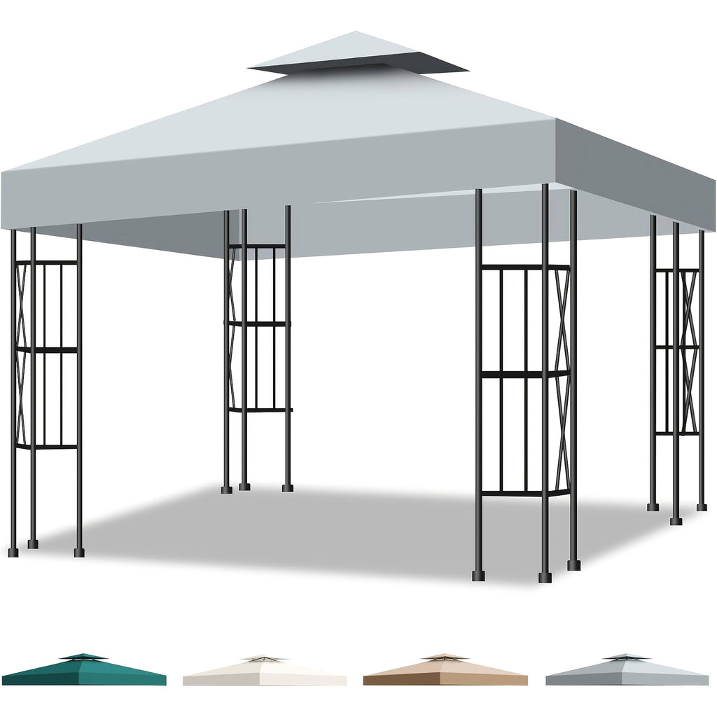 10X10 Canopy Replacement Top Cover Canopy Top Replacement Double Layer Vented Sunshade Cover 10'X10' Outdoor Gazebo for Backyard/Patio/Garden UV Resistant Top Cover solely Bracket Not Included