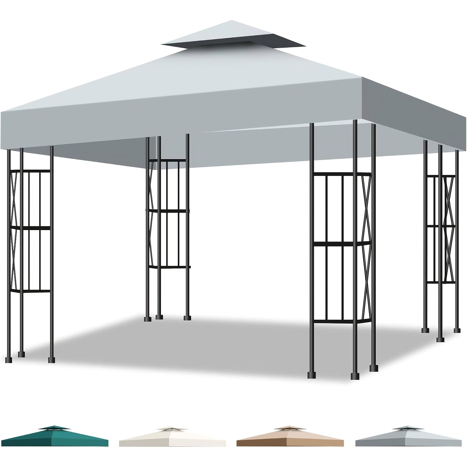 10X10 Canopy Replacement Top Cover Canopy Top Replacement Double Layer Vented Sunshade Cover 10'X10' Outdoor Gazebo for Backyard/Patio/Garden UV Resistant Top Cover solely Bracket Not Included