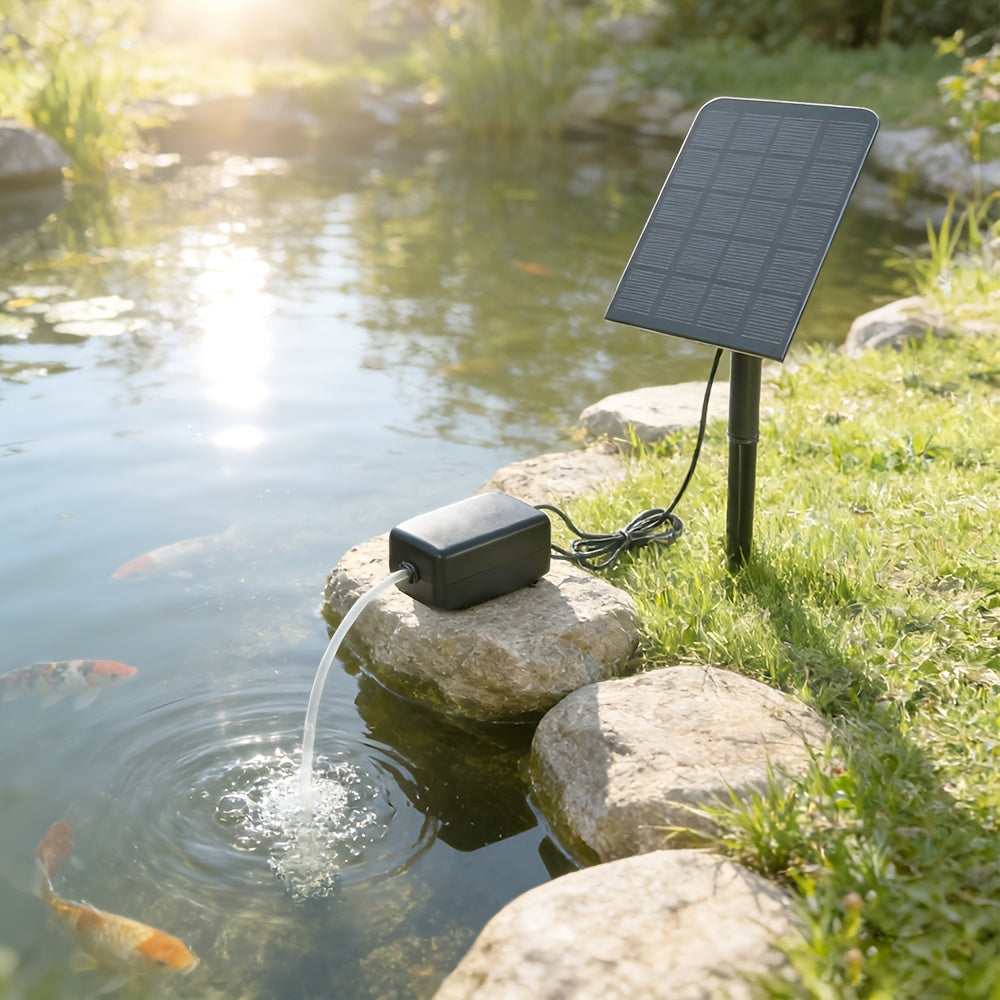 1pc Square Solar-Powered Aeration Pump with Hose, Air Stone, and Various Small Accessories, 118.11inch Wire, Portable Oxygen Pump, Effectively Aerates Ponds, IPX4 Rating