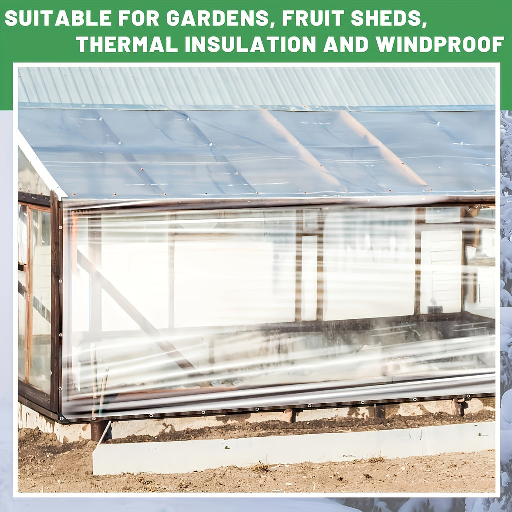 Transparent Waterproof And Oil Proof Cloth, 20 Mil, with Metal Ring Sunshade Film, Winter Plant Cover Film, Greenhouse Film, Suitable for Car, Yard, Chicken Coop, Porch, Terrace Sunshade, And Outdoor Camping, with Rain Proof Installation