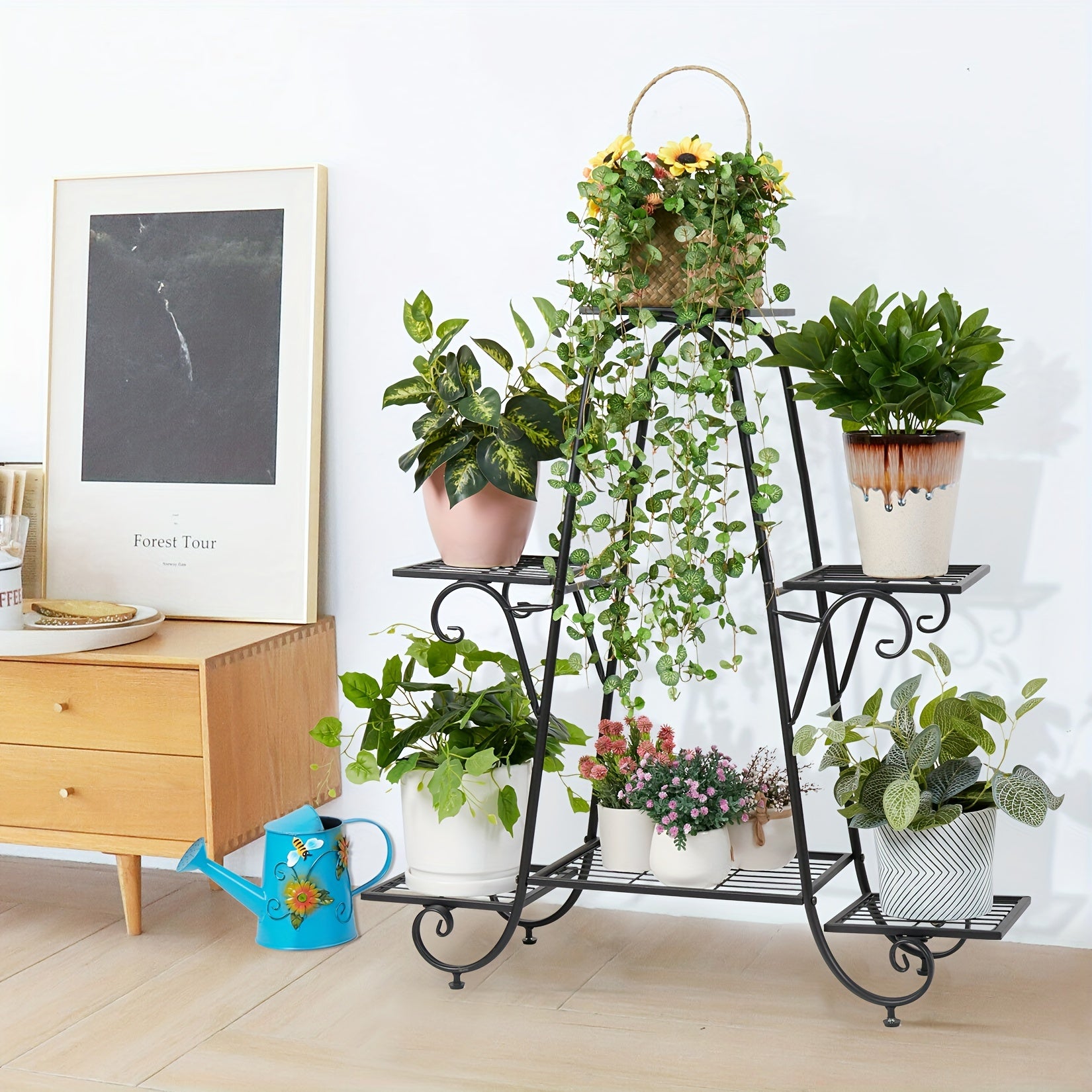 Plant Stand Multi-layer: 6 Tier Plant Stands For Indoors And Outdoors, Flower Pot Holder Shelf For Multi Plants, Black Metal Plant Stand For Patio