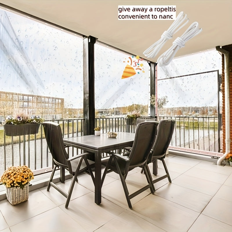 Heavy Duty Transparent Vinyl Waterproof Tent Cloth Set - Complimentary Reinforced Ropes And Metal Rings! Professional Grade Windproof And Waterproof Material, Suitable For Yard Shading, Chicken Coop Protection, Porch Awnings
