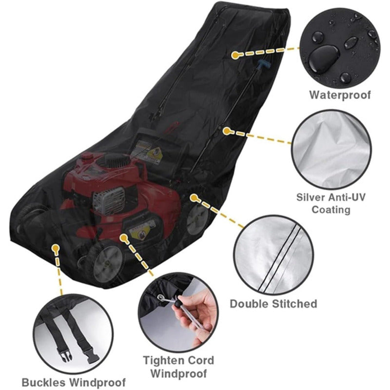 Lawn Mower Cover, Waterproof Push-Type Mower Protective Cover - Universal Oxford Cloth Mower Cover - Featuring Dustproof And Uv-Resistant Properties, Equipped with a Drawstring Design