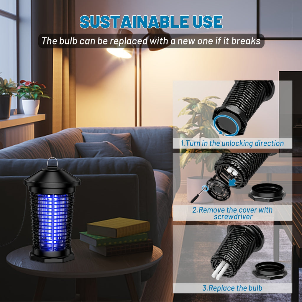 [Indoor & Outdoor Use] Ultimate Portable Mosquito Killer 4000V Electric Mosquito Zapper, UV Attractant + Diamond Grid, Indoor & Outdoor Use, Perfect For Home, Backyard & Camping!(Free Screwdriver And Cleaning Brush)