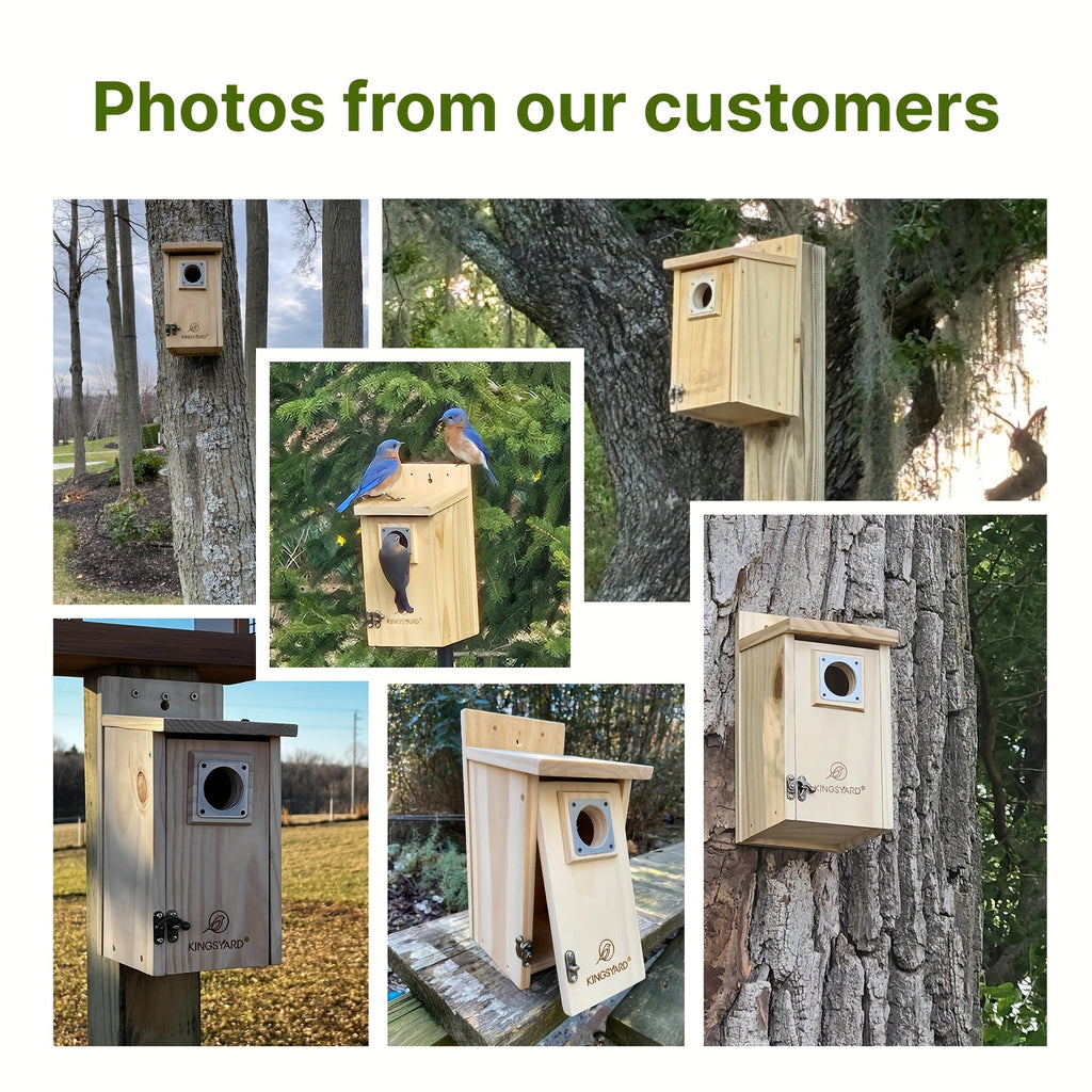 Kingsyard for Blue Bird House for Outdoors, Classic Wooden Bluebird House with Predator Guard, Wood Bird Houses for Outside, Cedar Bird House Outdoor, Finch Swallow Wren Chickadee, Great Gift for Bird Lovers