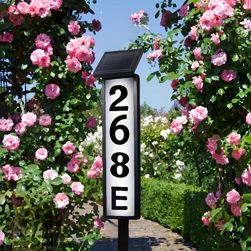 Solar-powered House Number Light, Ground-inserted Lawn Lamp, No Wiring Required, Automatically Lights Up At Night, Prominent Address Plaque, Suitable For Homes, Mailboxes, Factories, And Commercial Areas, Outdoor Christmas Garden-- IP44 Splash-proof
