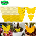 [Sticky Insect Traps] 100pcs Double Sided Butterfly Shaped Sticky Board Sticky Insect Board Yellow Insect Trap Sticky Traps Multiple Pot Pest Sticker Flying Insect Catching Control Sticker Home Greenhouse