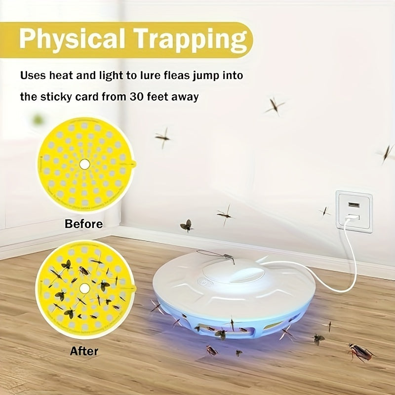 Flea Trap For Inside Your Home Flea Light Trapper Indoor Fly Killer Warm & UV LED Light Flea Fighting Tool Kit For Flea Infestation