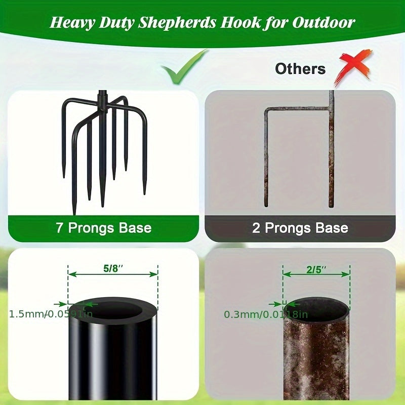 2 Outdoor Shepherd Hooks, Heavy-duty Bird Feeders with 5 Forked Bases, Adjustable Outdoor Shepherd Hooks, Garden, Wedding, Hanging Plant Bird Feeders, Anti-rust Metal, Easy to Install, Multi-functional Farmhouse Decoration