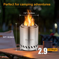 9.7 X 7 Inch Large Tabletop Fire Pit, Low Smoke Camping Stove for Outdoor & Patio, Fueled By Pellets Or Wood, Safe Burning Table Top Firepit, with Travel Bag & 2 Mini Sticks, Silvery