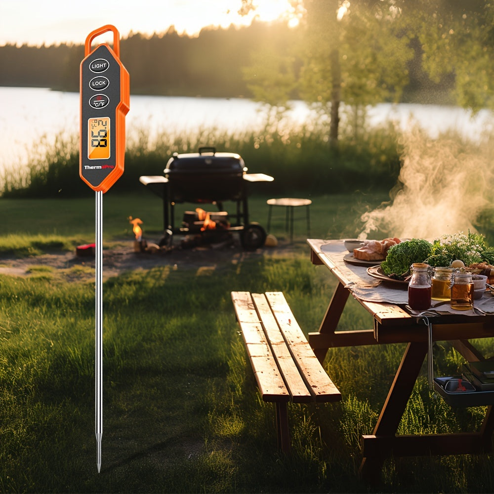 ThermoPro TP01H Digital Meat Thermometer For Cooking Candle Liquid Deep Frying Oil Candy, Kitchen Food Instant Read Thermometer With Super Long Probe, Backlit, Lock Function