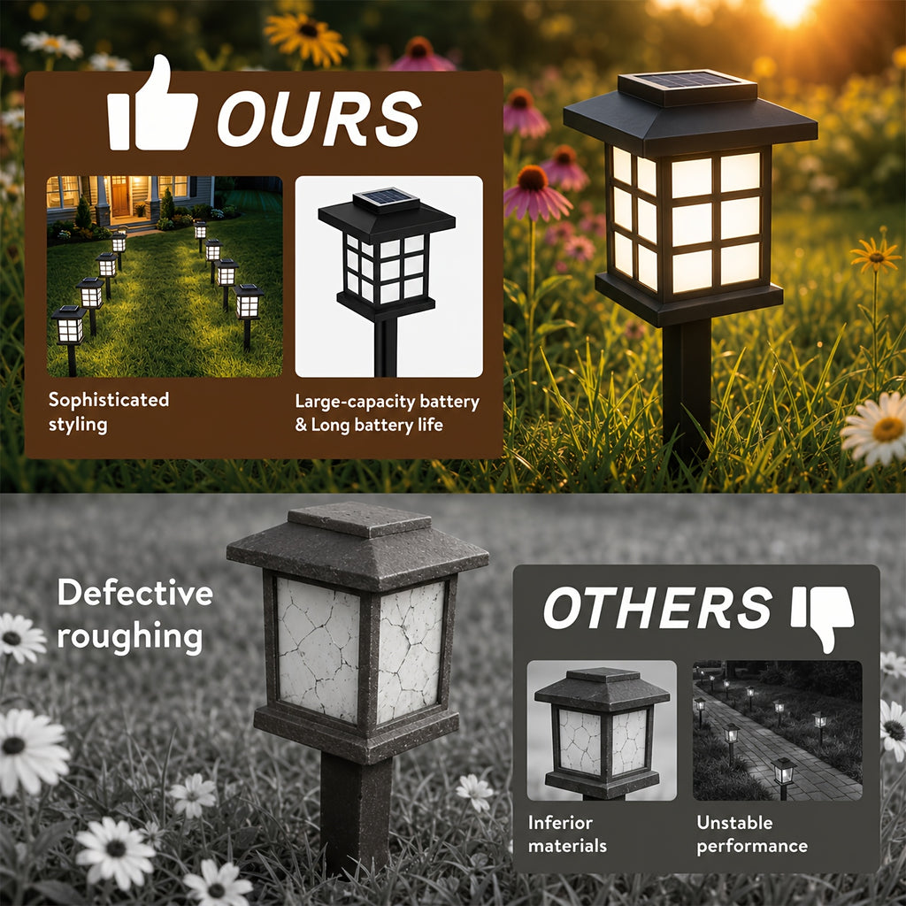 24 Solar Outdoor Lights, IP55, 700mA Solar Footpath Lights, 10 Hours Long-lasting LED Landscape Lighting Outdoor Solar Pathway Lights, Suitable for Gardens, Courtyards, Landscapes And Driveways, Available 6/12