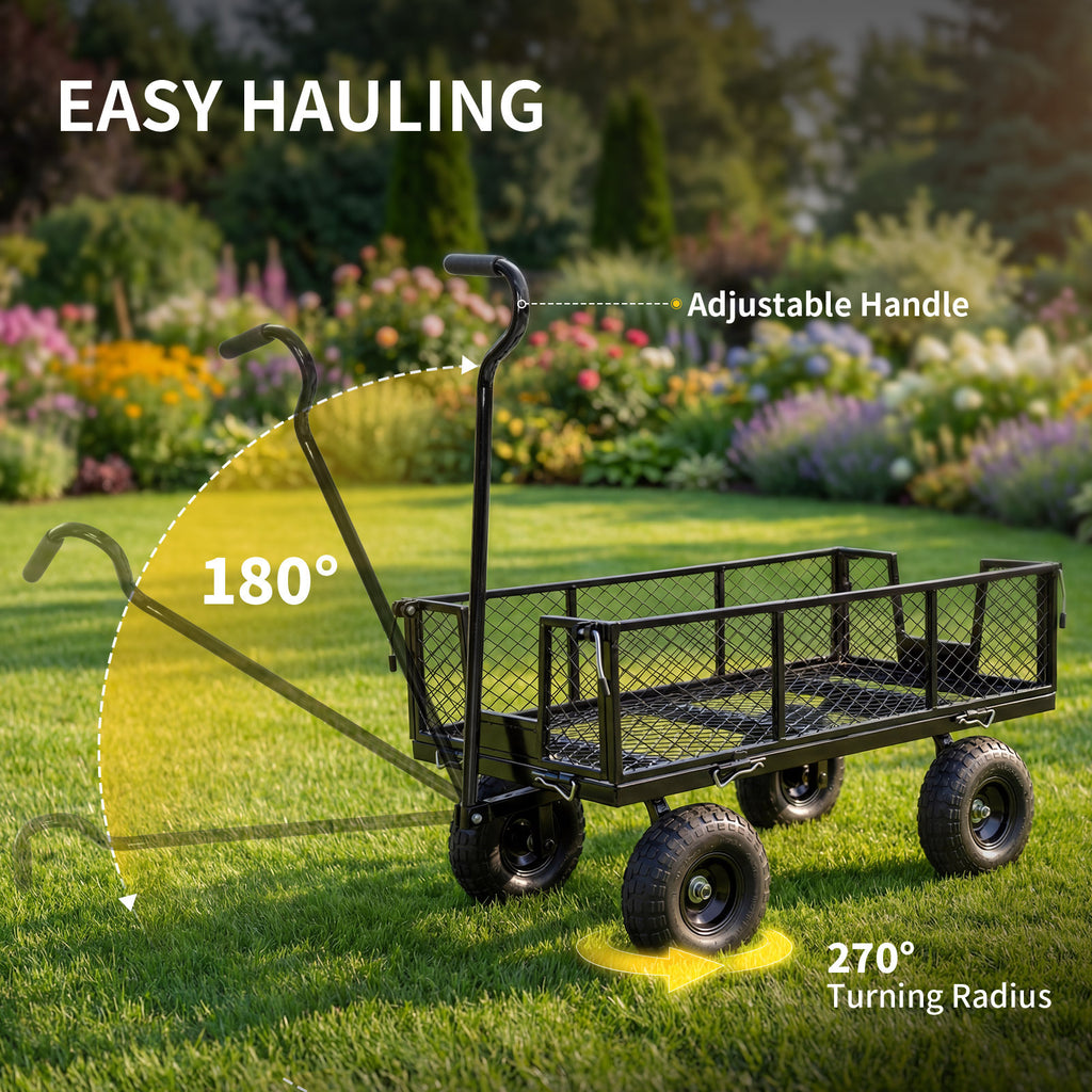 NorthSky Heavy Duty Garden Cart - 800lbs Load Capacity with 180° Rotating Handle, 10" All-Terrain Tires, Removable Sides for Easy Hauling, Off-Road Garden Wagon for Yard Work, Outdoor Utility Cart