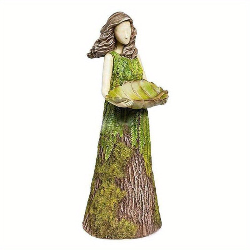 [Resin Garden Ornaments] Fairy Tale Forest Girl Bird Feeder Resin Crafts Outdoor Garden Statues Courtyard Lawn Decoration Resin Ornaments