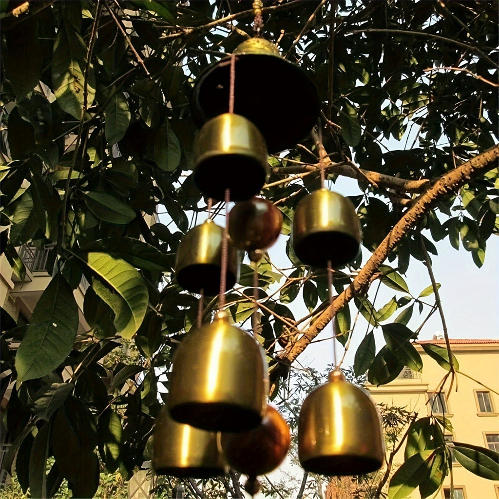1pc Harmonious Dragon Wind Chimes with 6 Copper Alloy Bells - Serene Decor & Good Luck Charm for Home and Garden - Durable Yard Art with Soothing Sounds for Relaxation and Blessings