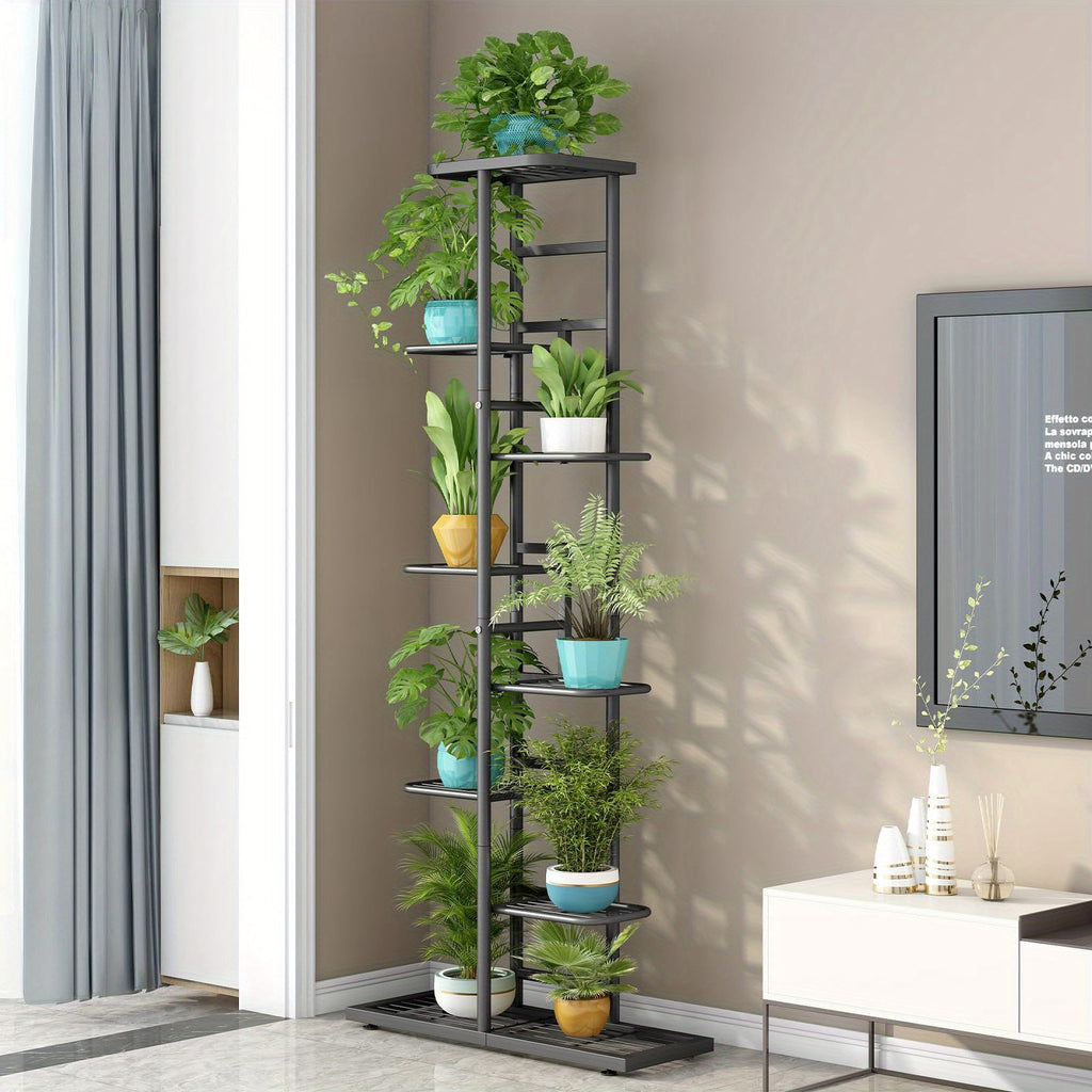 9 Pot Metal Plant Stand, Suitable for Both Indoor And Outdoor Use. This Multi-functional Plant Stand Is Perfect for Patios, Gardens, Corners, Balconies, Living Rooms, Other Spaces