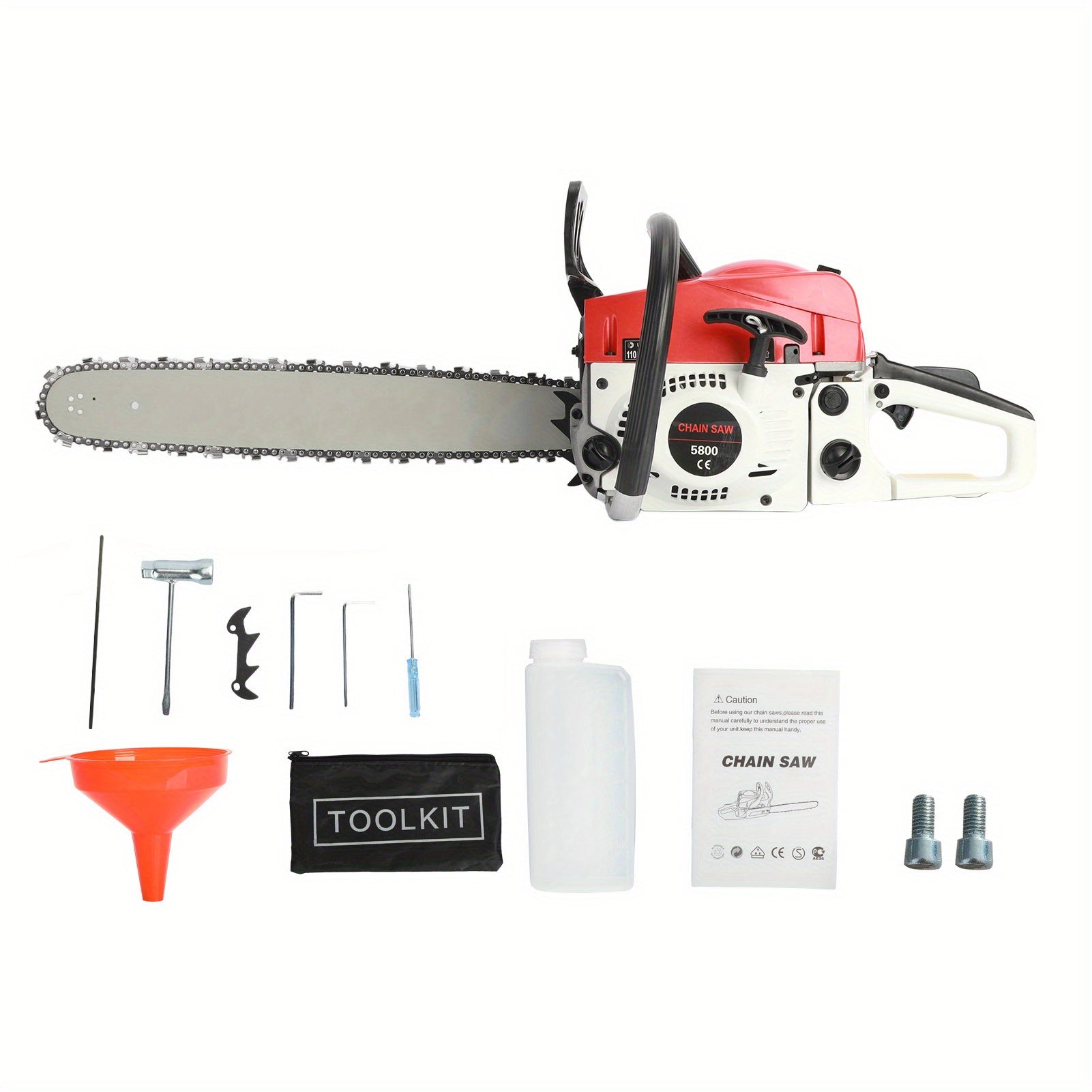 58Cc Gasoline Chain Saw - Powerful 2-Stroke Engine, 20-Inch Saw Chain - Cutting Tool, Efficient Wood Cutting, Logging And Ranch, Farm - Durable Design, Silent Design Safe to Use, Shockproof Handle, Suitable for Family Gifts