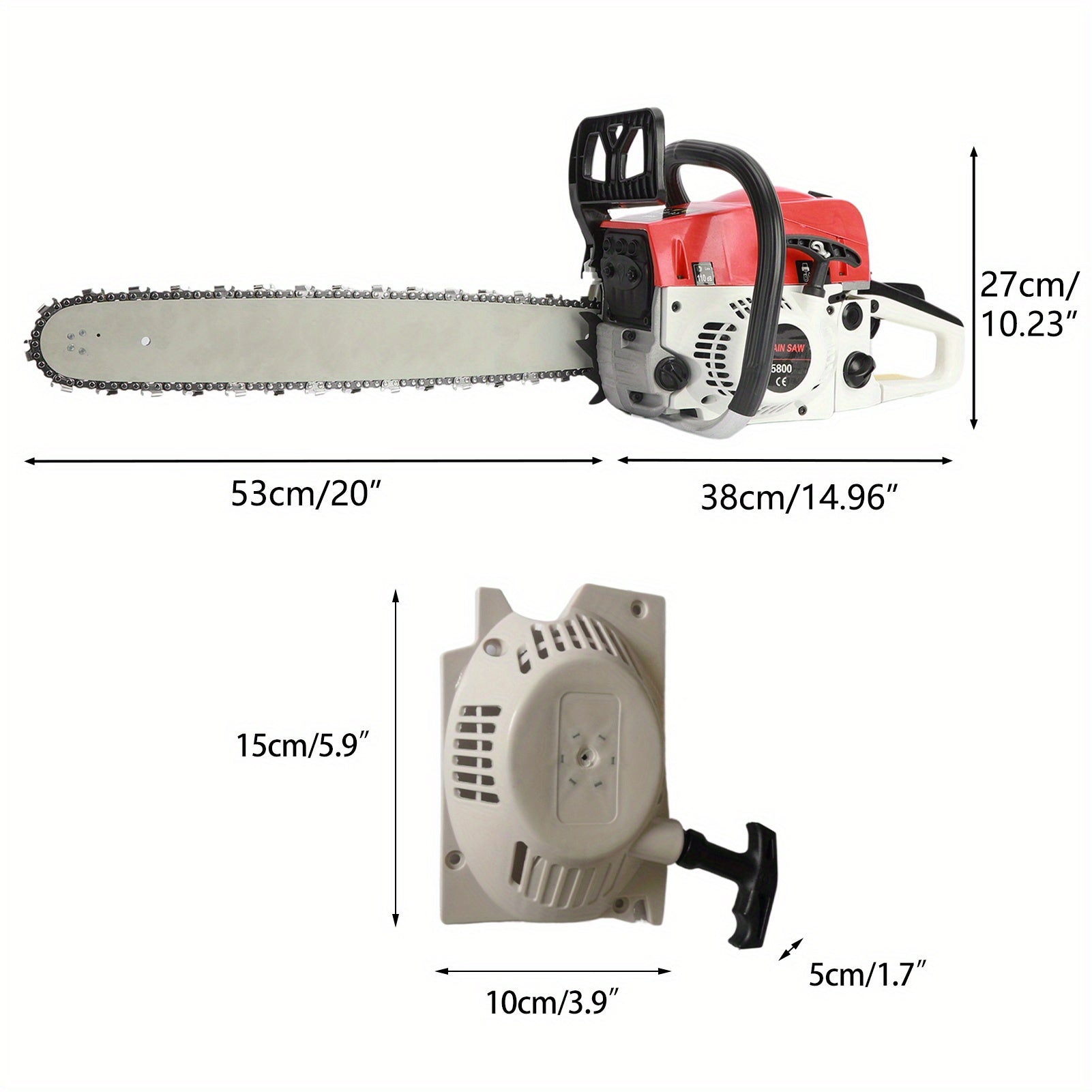 58Cc Gasoline Chain Saw - Powerful 2-Stroke Engine, 20-Inch Saw Chain - Cutting Tool, Efficient Wood Cutting, Logging And Ranch, Farm - Durable Design, Silent Design Safe to Use, Shockproof Handle, Suitable for Family Gifts