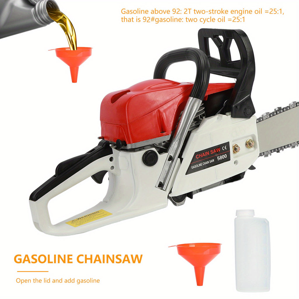 58Cc Gasoline Chain Saw - Powerful 2-Stroke Engine, 20-Inch Saw Chain - Cutting Tool, Efficient Wood Cutting, Logging And Ranch, Farm - Durable Design, Silent Design Safe to Use, Shockproof Handle, Suitable for Family Gifts