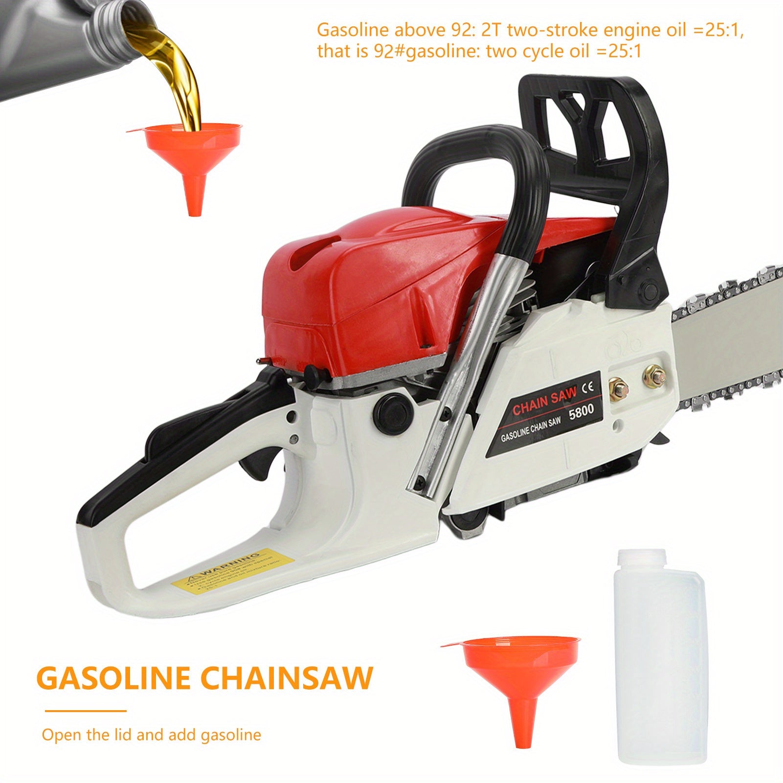 58Cc Gasoline Chain Saw - Powerful 2-Stroke Engine, 20-Inch Saw Chain - Cutting Tool, Efficient Wood Cutting, Logging And Ranch, Farm - Durable Design, Silent Design Safe to Use, Shockproof Handle, Suitable for Family Gifts