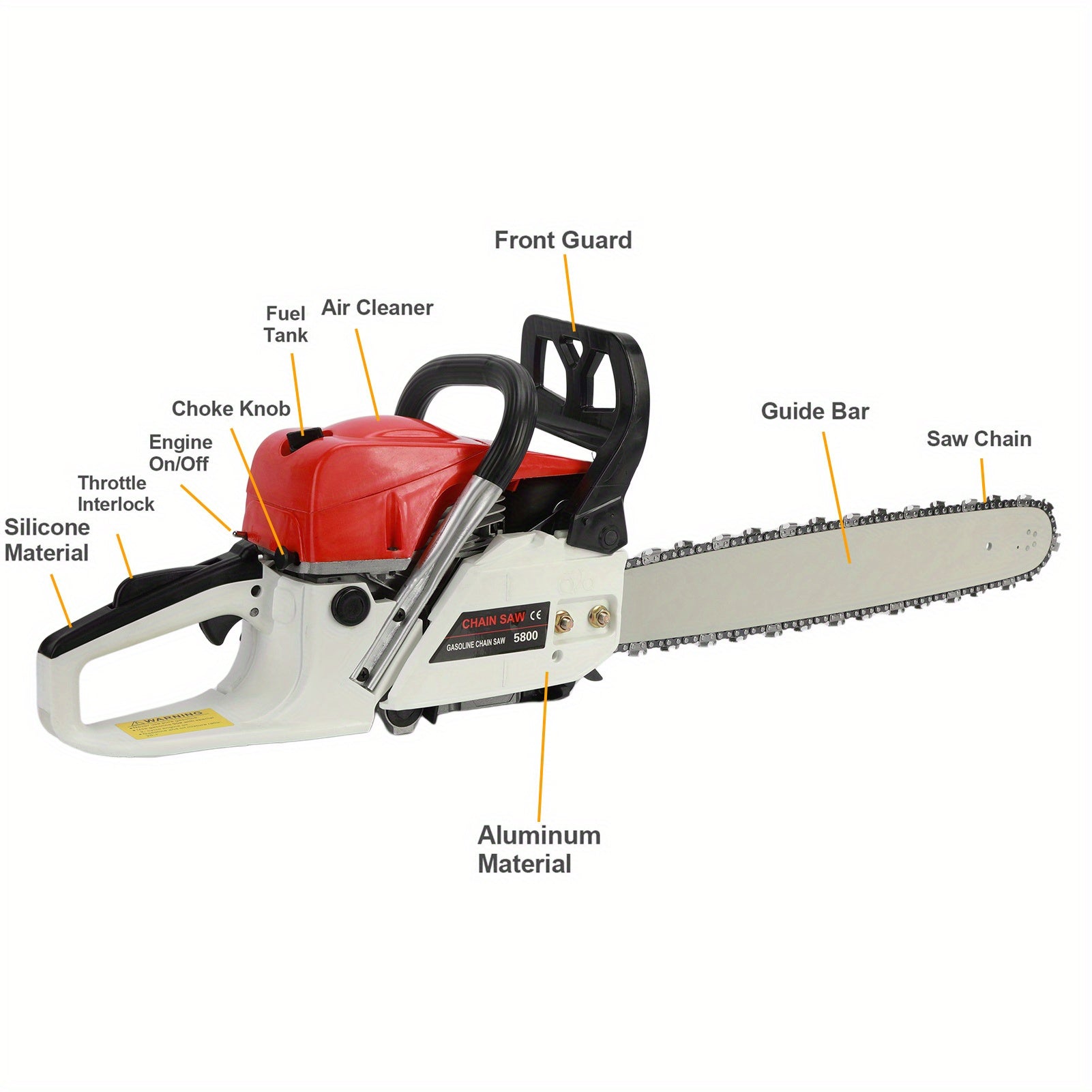 58Cc Gasoline Chain Saw - Powerful 2-Stroke Engine, 20-Inch Saw Chain - Cutting Tool, Efficient Wood Cutting, Logging And Ranch, Farm - Durable Design, Silent Design Safe to Use, Shockproof Handle, Suitable for Family Gifts